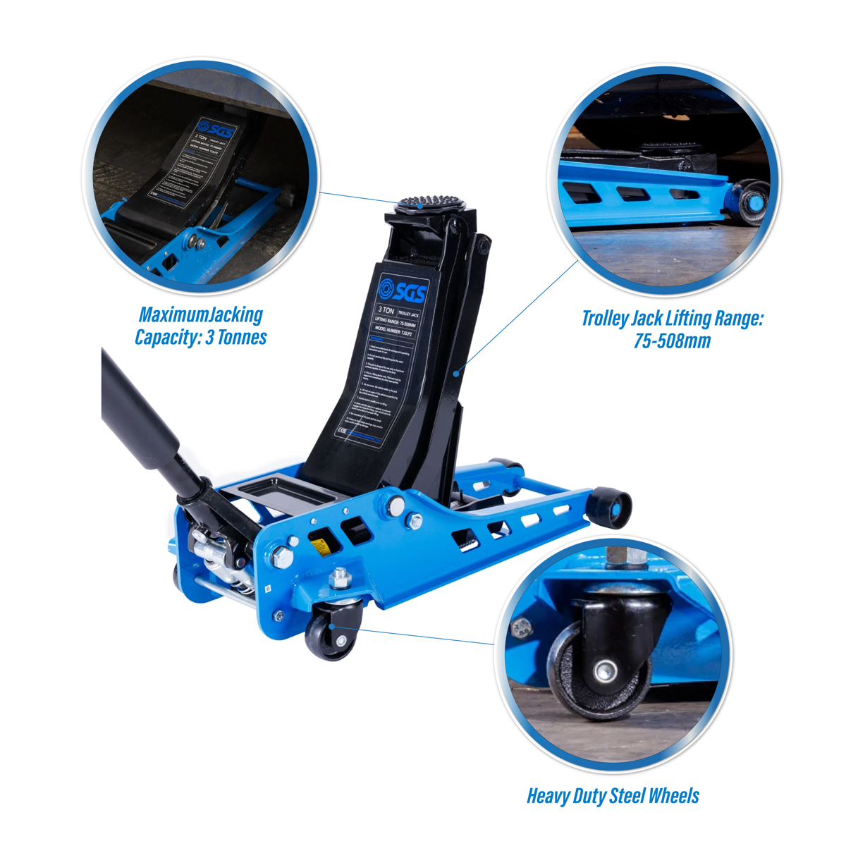 SGS 3 Tonne Low Profile Trolley Jack | 2x 3 Tonne Axle Stands